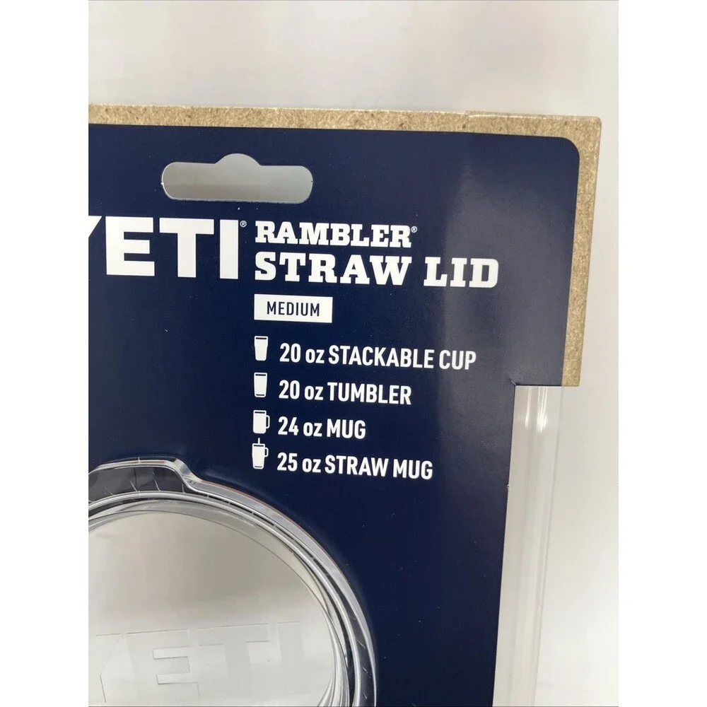 Yeti Straw Lid 20oz Cup & 24oz Tumbler, 25oz Straw Mug MED -Lid/Straw Only (New)